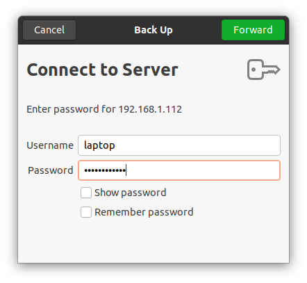 Duplicity: Enter user name and password
