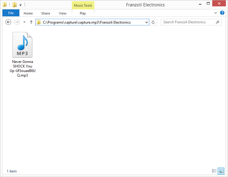 Windows explorer window showing the downloaded MP3 audio file.