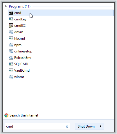 Open the Windows command prompt