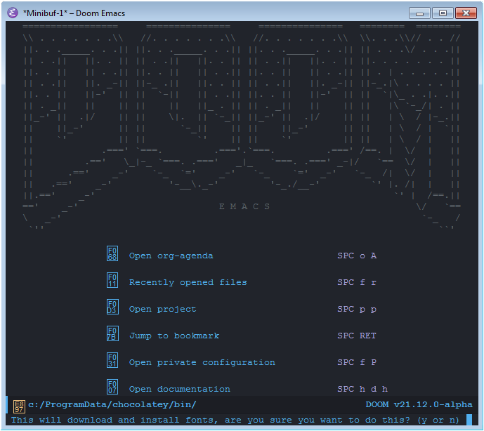 Doom Emacs Confirm Install Fonts