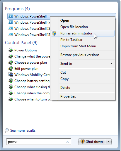 Run PowerShell as Administrator