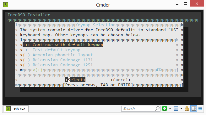 Running CMD inside Cmder fails to display ACS characters properly