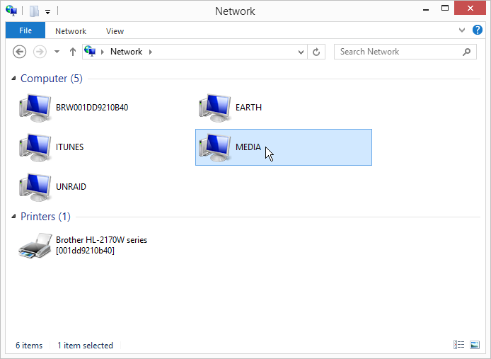 Browse to Network MEDIA share