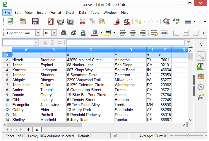 Working copy of the address spreadsheet with short names